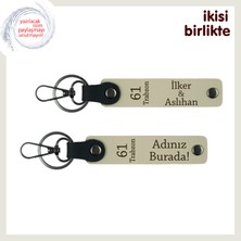 Anneye Memleketten Bir Parça, 61 Temalı Kişisel Deri Anahtarlık Seti, Isim Yazılı, S Kahve-S Kahve