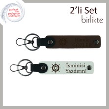 Seyahatseverlere Uygun Minimal Hediye, Gemi Temalı Anahtarlık Seti, Koyu Kahve-Beyaz