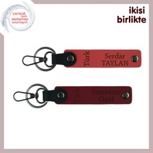 Kişiye Özel Türk Yazısı Anahtarlık, Vatanseverler Için Anlamlı Armağan, Nar - Bordo