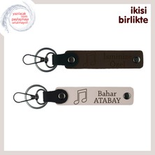 Müzik Sevgisini Kalıcılaştıran Tasarım, Kişiye Özel Anahtarlık Takımı, Koyu Kahve-Pudra
