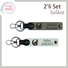 Iyi Ki Demenin Yolu – Bozkurt ve Ayyıldız Kişiye Özel 2' Li Anahtarlık Hediyesi, Kül Gri-Beyaz