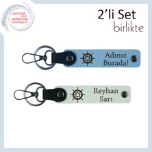 Seyahat Ruhunu Yansıtan Tasarım, Gemi Dümeni Desenli Anahtarlık Takımı, Gök Mavi-Beyaz