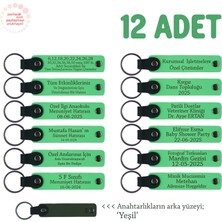 Kurs Mezuniyetinde Öğrencilere, 12'li Set, Kişiselleştirilebilir Yazılı Anahtarlık, F Yeşil & Yeşil