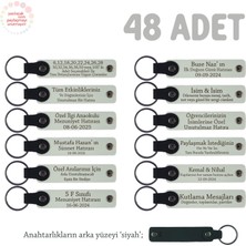 Babyshower Partilerine Özel Hediyelik Anahtarlık 48'li Set, Bebek Ismi Yazılı, Beyaz & Siyah