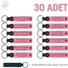 Pembe & Laci, Mezuniyet Sonrası Sınıfa Toplu Hediye, 30'lu Set, Kişiye Özel Yazılı Deri Anahtarlık