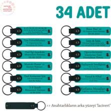 Fuarlarda Ziyaretçilere Özel Hediye, 34'lü Set, Firma Ismi Yazılı Deri Anahtarlık, K Turkuaz & Laci