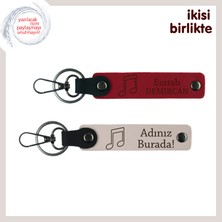 Şarkınızın Her Hecesine Uygun Hatıra, Kişiye Özel Deri Anahtarlık Seti, Kırmızı-Pudra