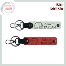 Hediyelik Olarak Öne Çıkan Karavan Temalı, Kişisel Anahtarlık Set, Isiminize Özel, Beyaz-Nar Çiçeği