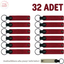 Bayi Toplantısı Katılımcılarına Hediye 32'li Set, Isim Yazılı Deri Anahtarlık, Kırmızı & Sütlü Kahve