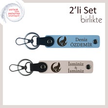 Vatan Temalı Anlamlı Hediye – Bozkurt ve Ayyıldız Kişisel Isimli Anahtarlık Takımı, Gök Mavi-Pudra