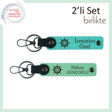 Eşinizle Ortak Kullanmaya Uygun Kaliteli Armağan, Gemi Figürlü Set, Turkuaz-Açık Yeşil