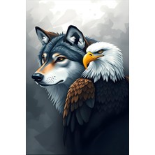 Aden Dekoratif Kurt ve Şahin Temalı Kanvas Tablo