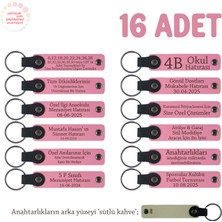Pembe & S Kahve, Cinsiyet Partisi Için Hazırlanmış, 16'lı Set, Isim Yazılabilen Hediyelik Anahtarlık