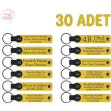 Sarı, Ebeveynlerden Çocuklara Anlamlı Hediye, 30’lu Set, Kişisel Yazılı Deri Hatıra Anahtarlık