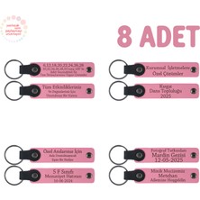 Pembe, Miniklere Özel Isim Yazılı Karne Hediyesi Anahtarlık 8’li Set, Öğretmenden Değerli Armağan