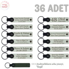 Stem Atölyesi Katılımcılarına Özel, 36'lı Set, Öğrenci Ismi Yazılı Hatıra Anahtarlık, Beyaz & Yeşil