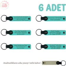 Ebru Sanatı Eğitimini Tamamlayanlara Özel, Isim Yazılı 6'lı Set Anahtarlık, Turkuaz & Sütlü Kahve