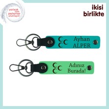 Sevdiklerinle Paylaşılacak Hatıra – Üç Hilal Deri Anahtarlık Takımı, Koyu Turkuaz-Yeşil