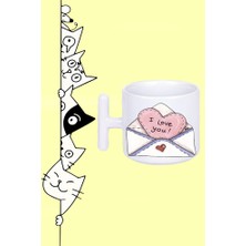 I Love You Mektup Zarf Seni Seviyorum Tasarım Baskılı Beyaz T Sap Kupa Bardak