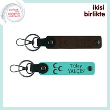 Annene Vatan Temalı Armağan – Üç Hilal Isimli Anahtarlık Seti 2'li, Koyu Kahve-Turkuaz