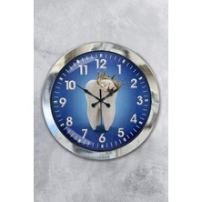 36 cm Krom Metal Diş Hekimi Duvar Saati, Şık ve Fonksiyonel Dekorasyon Parçası