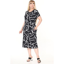 Yazlık Çift Cepli Kısa Kol Esnek Büyük Beden Elbise 33D-2676