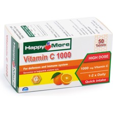 Happymore 1000 Mg Vitamin C Içeren 50 Çentikli Tablet Takviye Edici Gıda