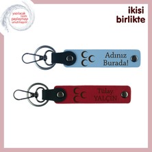 Miaju Aile Üyelerine Özel – Üç Hilal Temalı, Isimli 2’li Anahtarlık Takımı, Gök Mavi-Kırmızı