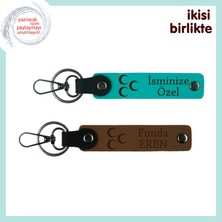 Miaju Anı Niteliğinde Unutulmaz Hediye – Üç Hilal Kişisel Anahtarlık Seti, Koyu Turkuaz-Kahve