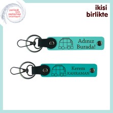 Miaju Gezgin Ruhlu Eşine Verilecek Armağan, Karavan Temalı Anahtarlık 2’li Set, Turkuaz-Koyu Turkuaz