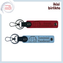 Miaju Yolculuklardan Geriye Kalacak Set, Kişiye Özel Anahtarlık 2’li, Isim Yazılabilir, Kırmızı-Gök Mavi