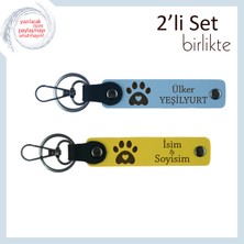 Miaju Kayıp Evcil Hayvanların Ardından Duygusal Anlam Taşıyan Anahtarlık, Pati Kalpli, Gök Mavi-Sarı