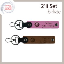 Miaju Babanız Için Deniz Tutkusunu Anlatan Hediye, Gemi Desenli Anahtarlık Seti, Pembe-Açık Kahve