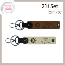 Miaju Denizcilik Temalı Hediyelik Anahtarlık Takımı, Kişiye Özel Tasarım, Açık Kahve-Sütlü Kahve