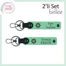 Miaju Deniz Tutkusu Olanlara Uygun Hediye, Gemi Dümeni Desenli Set, Açık Yeşil-Açık Yeşil