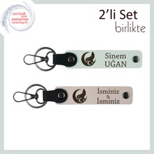 Miaju Sevgiliye Vatan Temalı, Bozkurt ve Ayyıldız, Kişiye Özel Anahtarlık Hediyesi 2' Li, Beyaz-Pudra