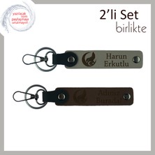 Miaju Milli Sporcuya Anlamlı Destek Hediyesi – Bozkurt ve Ayyıldız Kişisel Anahtarlık Set, Kül Gri-Kahve