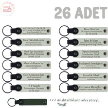 Miaju Üniversite Kulüp Üyelerine Hatıra, 26'lı Set Kişiselleştirilebilir Anlamlı Anahtarlık, Beyaz & Yeşil