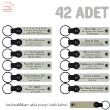 Miaju Kurumsal Etkinlikler Için Özel 42'li Set, Şirket Logolu ve Isimli Hediye Anahtarlık, Beyaz & S Kahve