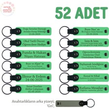 Miaju Okul Etkinliğinde Tüm Öğretmenlere 52'li Set, Isim Yazılı Deri Hatıra Anahtarlık, Fıstık Yeşil & Gri