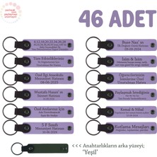 Miaju Eğitimciler Günü Için Üzerinde Isim Yazılı Hatıra Anahtarlık 46’lı Set , Mor Menekşe & Yeşil