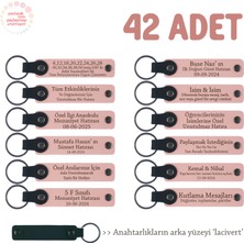 Miaju Öğrencilere Okul Hatırası, 42'li Set, Isim Yazılabilir Deri Hediyelik Anahtarlık, Pudra & Lacivert