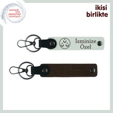 Miaju Yeni Işe Başlayanlara Hediye, Üç Ayyıldız Temalı Isim Yazılı 2’li Anahtarlık Takımı, Beyaz-Kahve