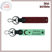 Miaju Vatansevere Anlam Yüklü Hediye – Ay Yıldızlı, Kişisel Isimli 2’li Anahtarlık Takımı, Bordo-Yeşil