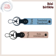 Miaju Askerlik Anısı Olarak Hediye – Türk Yazısı Isimli Anahtarlık Takımı, Gök Mavi-Yavru Ağzı