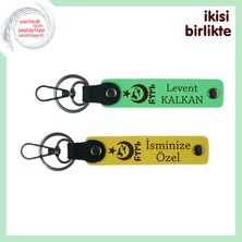 Miaju Kurumsal Çalışanlara – Ayyıldız Kurt Göktürk ve Isimli Anahtarlık Takımı 2’li Set, Fıstık Yeşil-Sarı