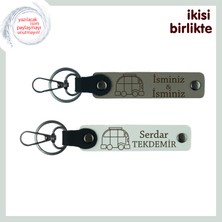 Miaju Hayatını Karavanla Birlikte Tasarlayanlara, Hediyelik Deri Anahtarlık Seti, Kül Gri-Beyaz