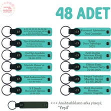 Miaju Işyeri Kutlamasına Özel, 48'li Set, Marka ve Isim Yazılabilir Deri Anahtarlık, Turkuaz & Yeşil