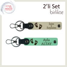 Miaju Yeni Aileye Ortak Sevinci Temsil Edecek Hatıralık, Kalpli Ayak Figürlü Anahtarlık, S Kahve-A Yeşil