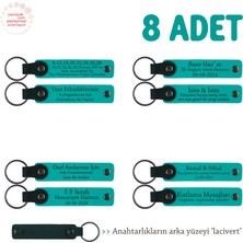 Miaju Fotoğraf Sergisinde Hatıra, 8'li Set, Isme Yazılan Deri Hediyelik Anahtarlık, Koyu Turkuaz & Laci